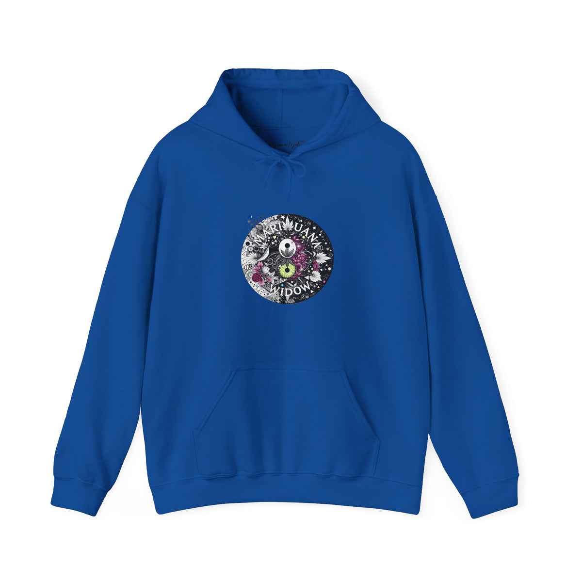 Angel Wings - Floral Skull Raven Hoodie — Gothic Boho Wings Pullover Front and Back Graphic - Marijuana Widow