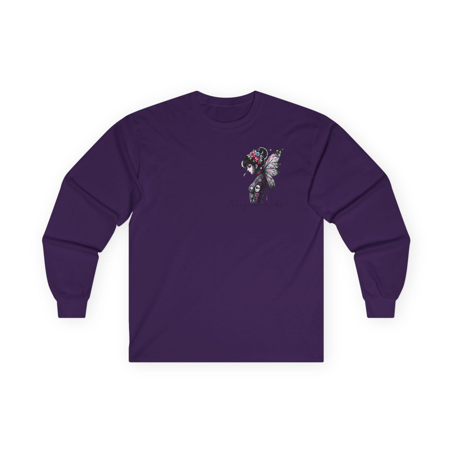 Wing and a Prayer - Fairy Butterfly Wings Long Sleeve Tee — Floral Gothic Butterfly Graphic