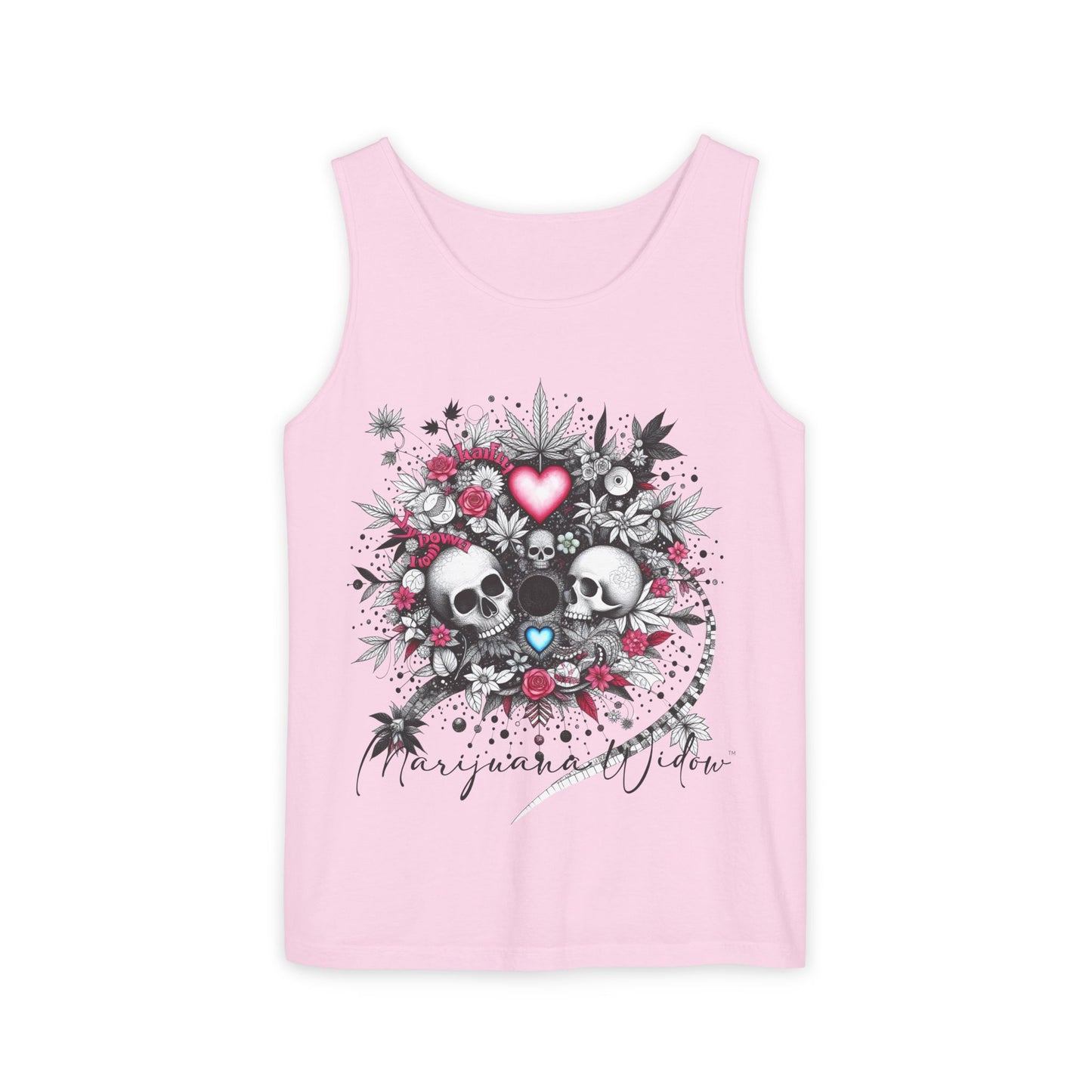 Skull & Roses Tank Top — Romantic Gothic Floral Graphic - Unisex Tank Top