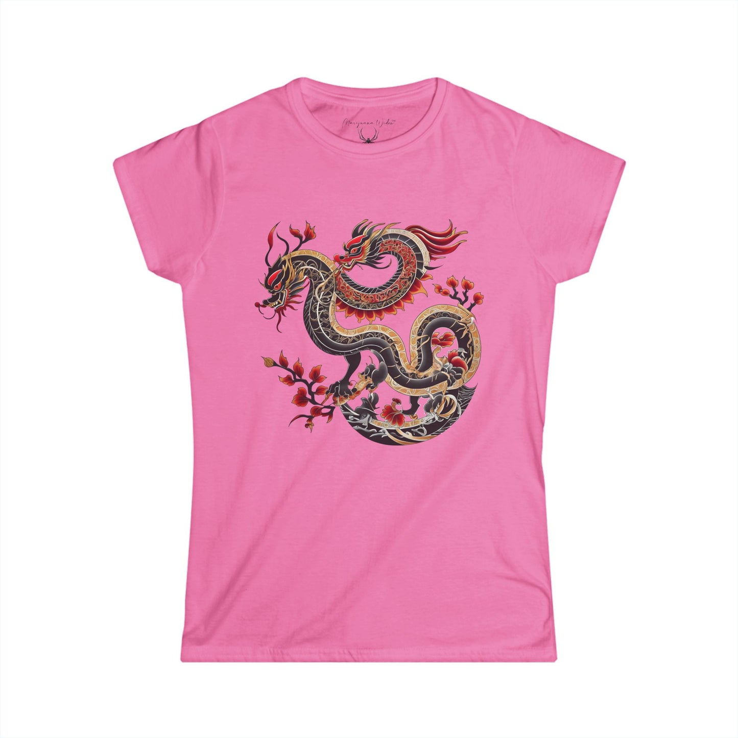 Dragon Floral Women's Tee — Vintage Eastern Serpent Graphic Shirt