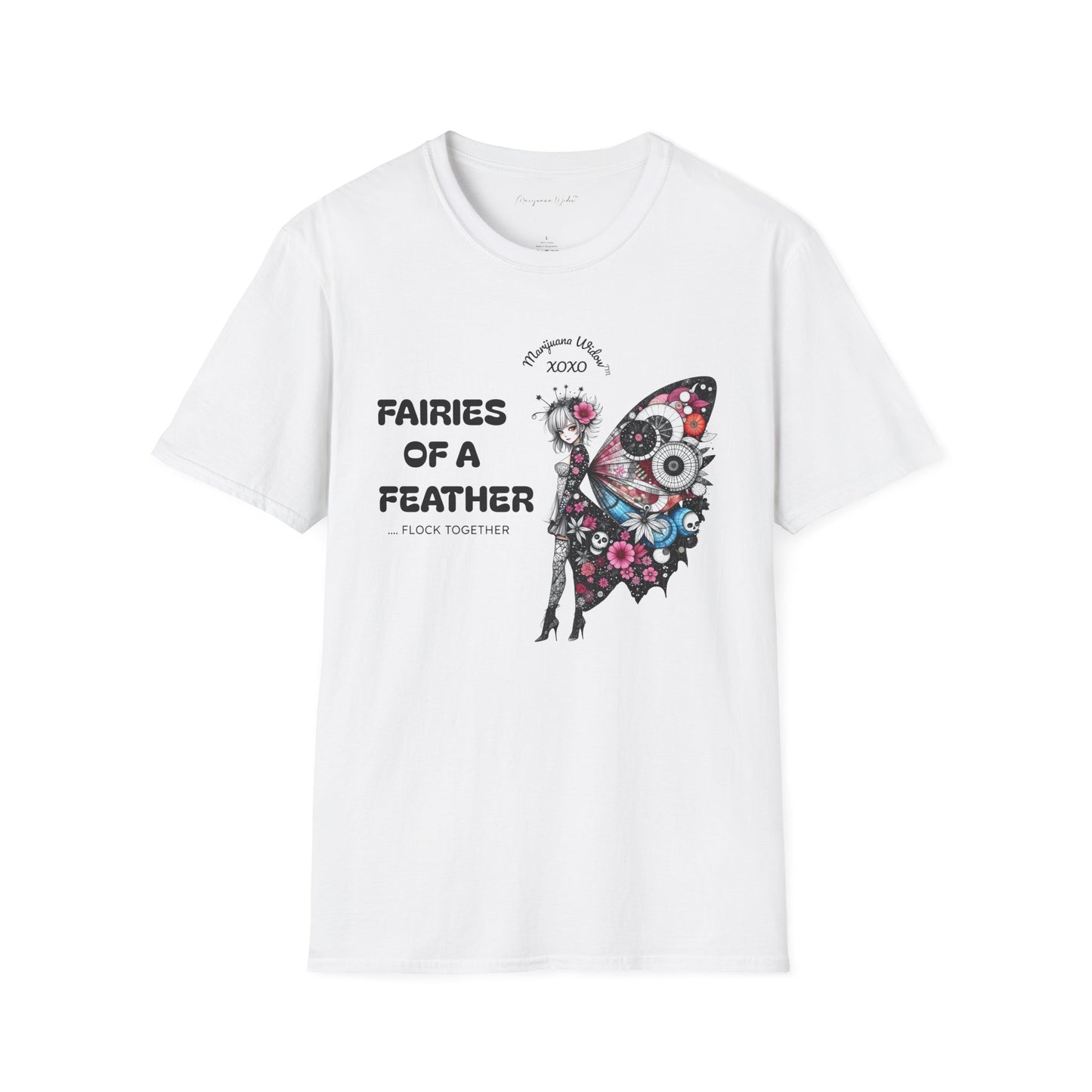 Fairies of a Feather T-Shirt — Floral Skull Wing Graphic Unisex Tee