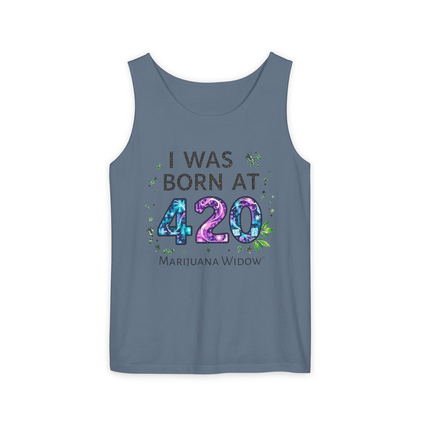 Born at 4/20 Tank Top – 'I Was Born At 420' Cannabis Graphic Tank - Unisex Tank Top