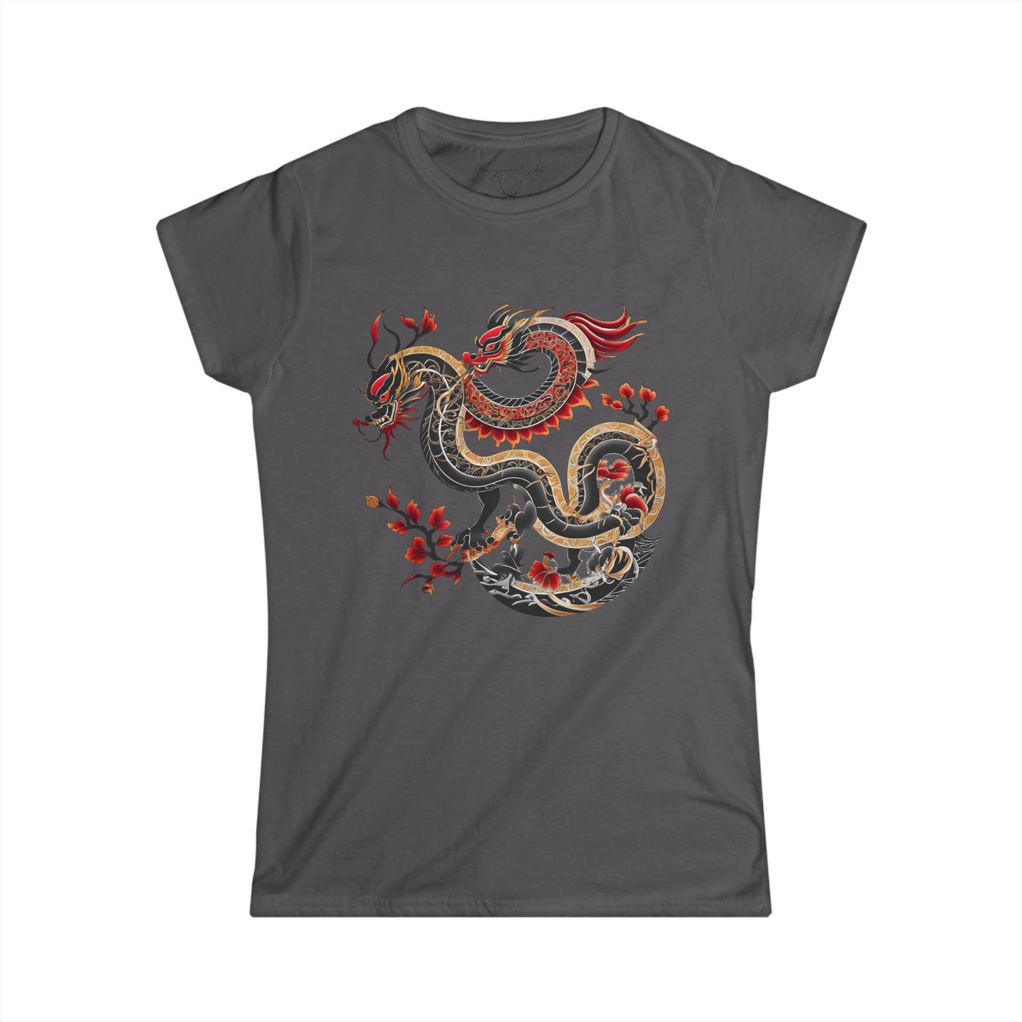 Dragon Floral Women's Tee — Vintage Eastern Serpent Graphic Shirt