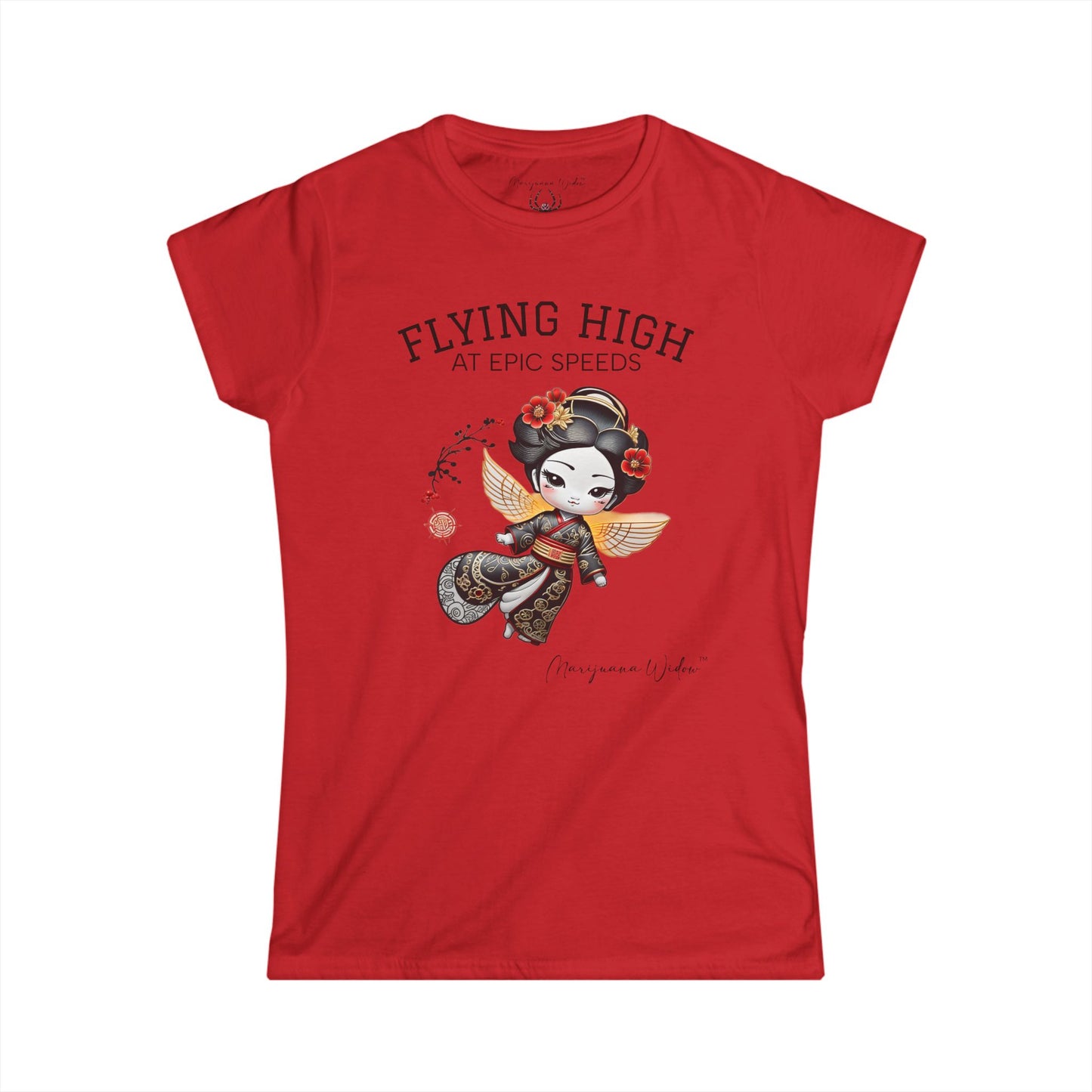 Geisha Angel — Flying High — Floral Kokeshi Doll Women's Tee