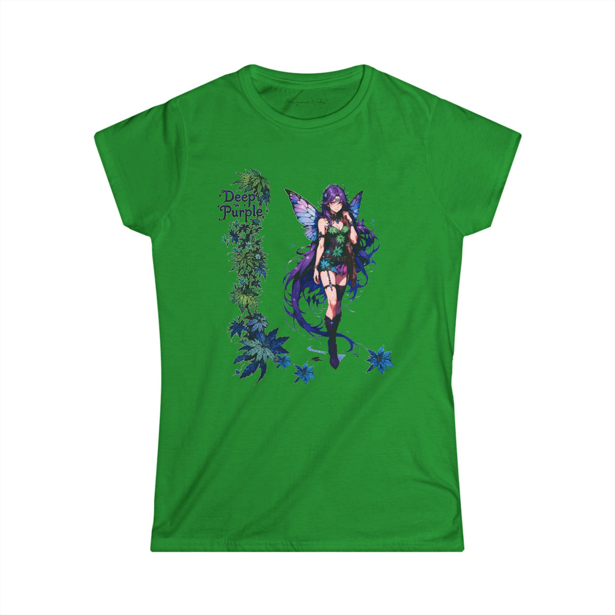 Deep Purple - Fairy Anime T-Shirt — Purple Winged Fairy Illustration - Marijuana Widow