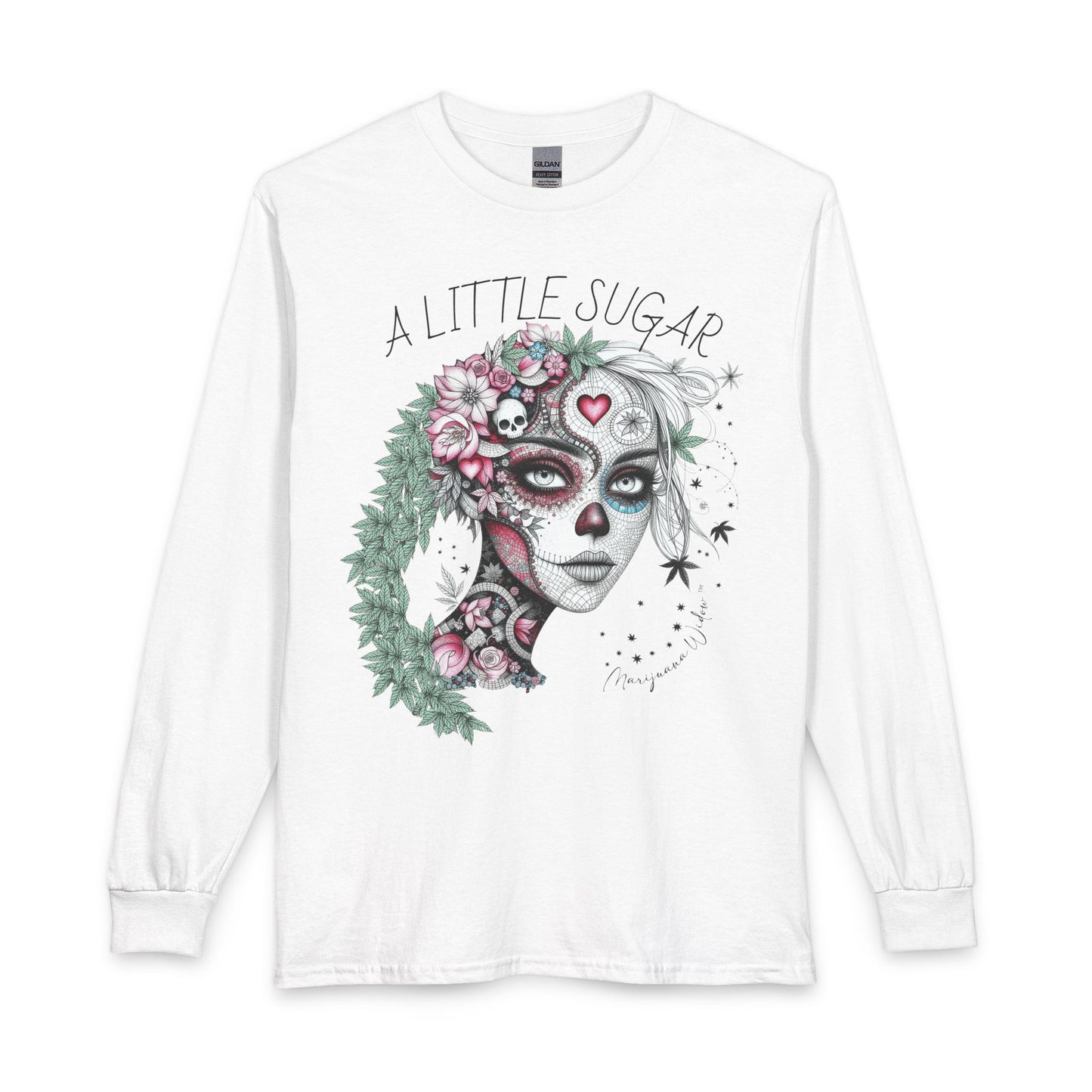 Day of the Dead Long Sleeve Tee — A Little Sugar - Skull Floral Graphic