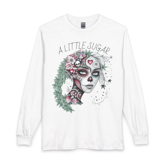 Day of the Dead Long Sleeve Tee — A Little Sugar - Skull Floral Graphic
