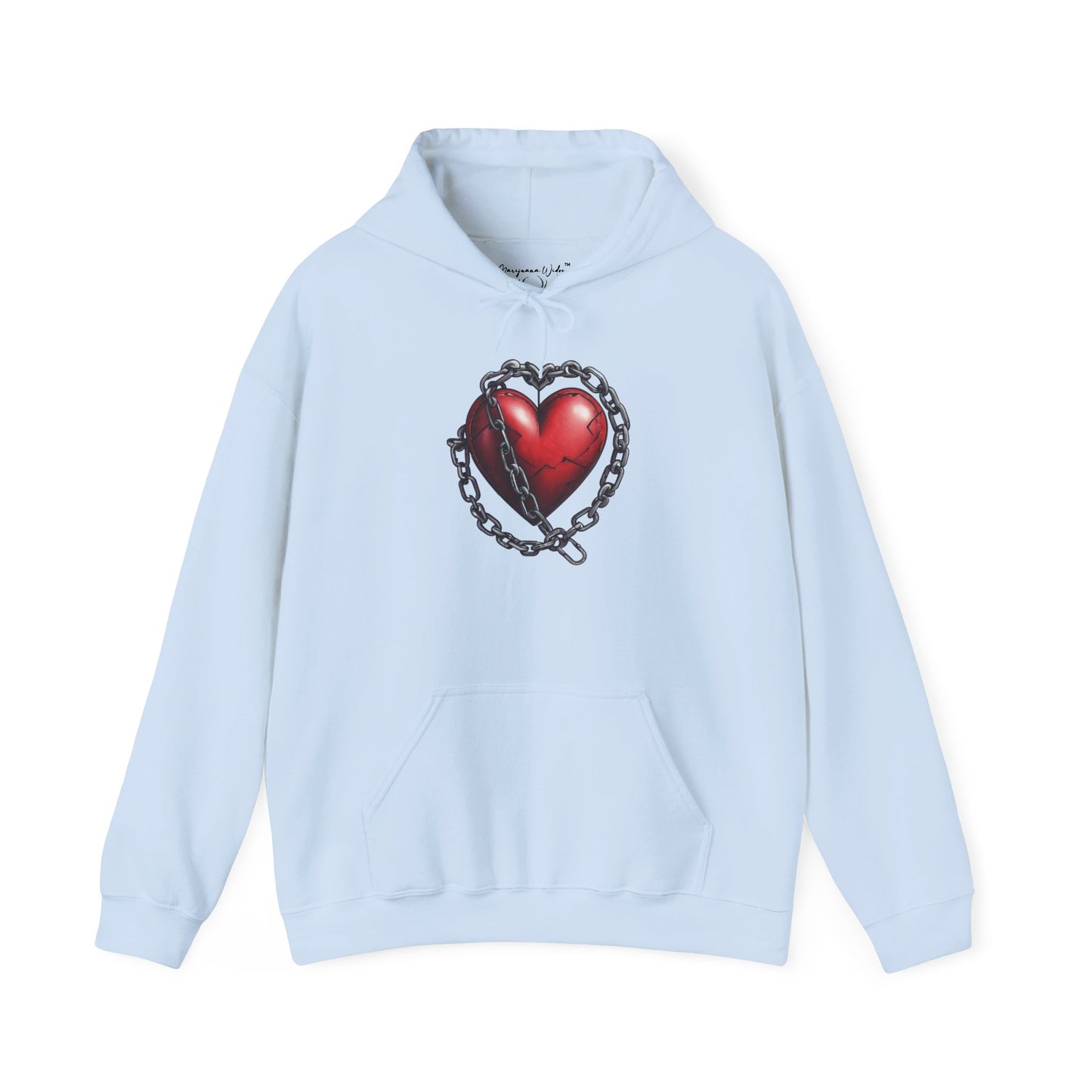Broken Heart Locked in Chain Hoodie – Gothic Red Heart Graphic Unisex Sweatshirt