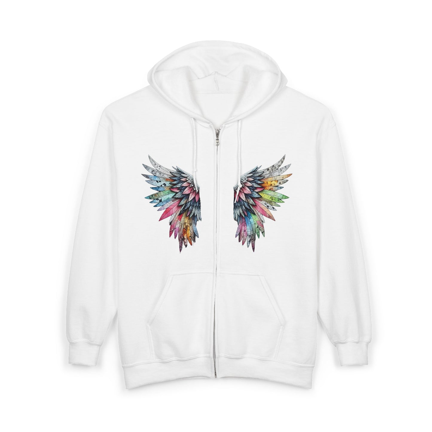 Angel Wings – Watercolor Feathered Wing Design - Full-Zip Hoodie