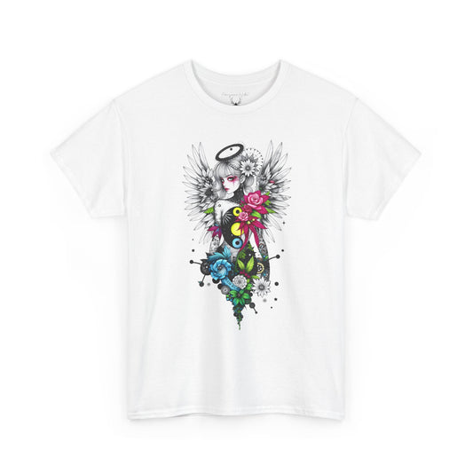 Angel Halo Floral Tee — Gothic Floral Graphic T-Shirt