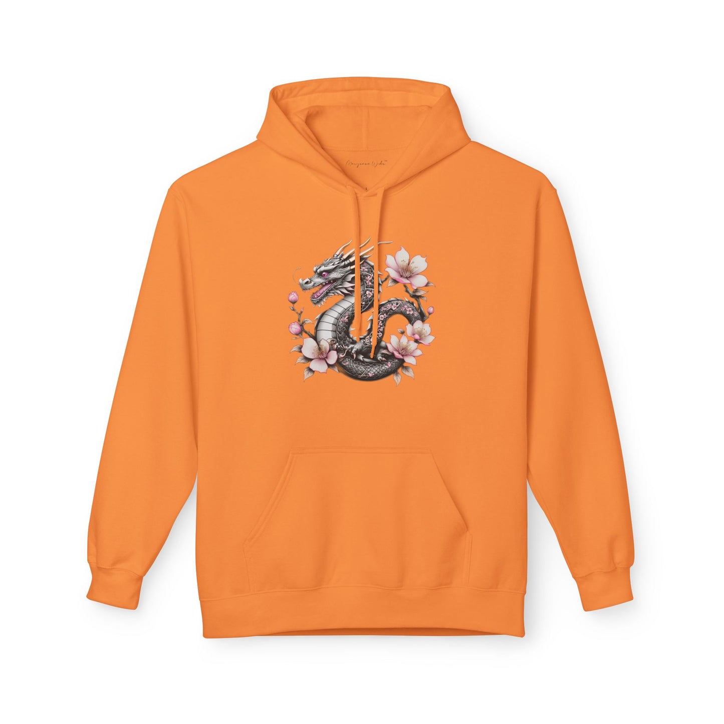 Asian Influence - Floral Dragon Hoodie – Watercolor Sakura Yin-Yang Design - Unisex Sweatshirt