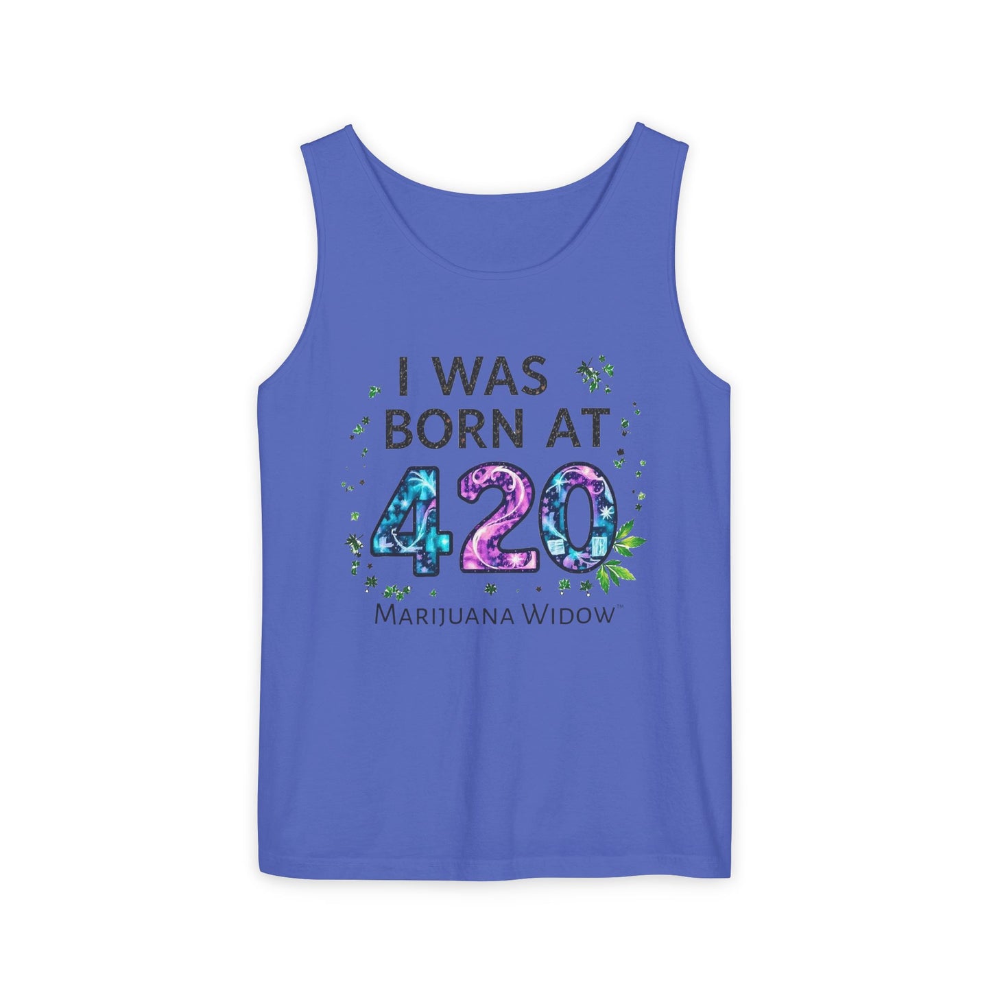 Born at 4/20 Tank Top – 'I Was Born At 420' Cannabis Graphic Tank - Unisex Tank Top