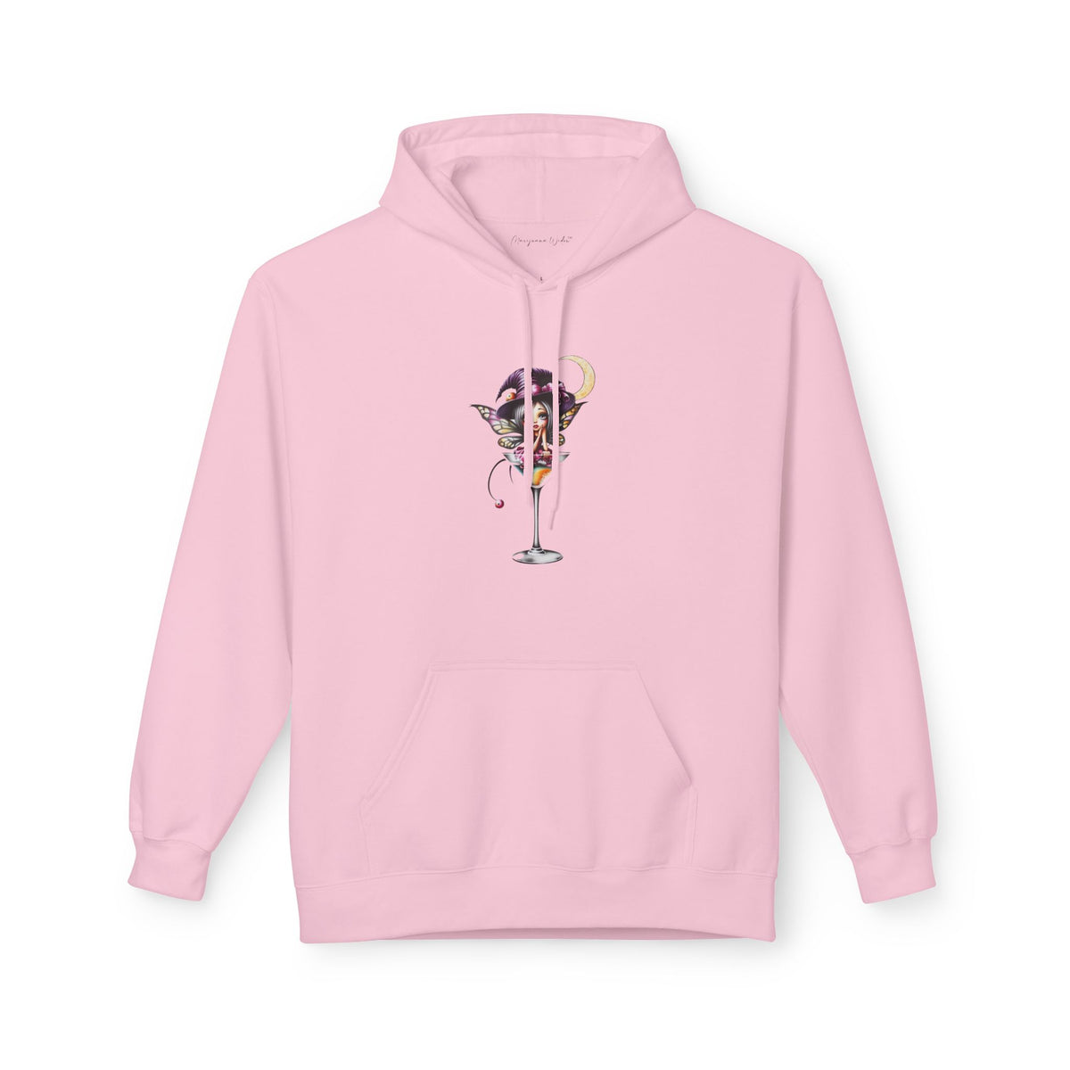 Halloween Fairy - Martini Bath Graphic Unisex Hoodie — Retro Cocktail Illustration - Marijuana Widow