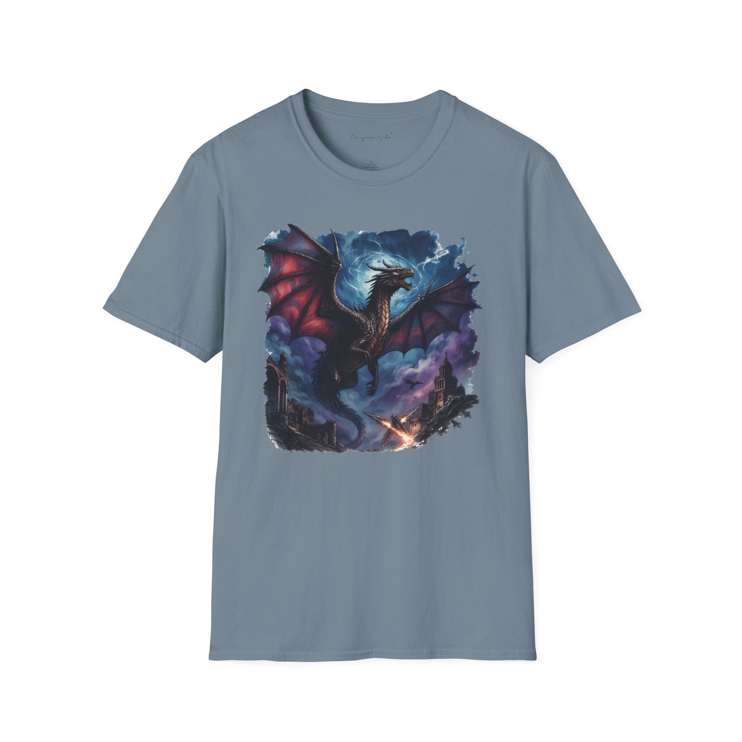 Dragon Night Above the Tower Unisex T-Shirt — Fantasy Dragon Artwork Tee