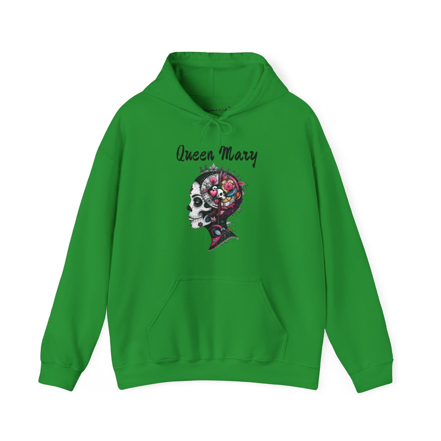 Queen Mary - Skull Floral Leaf Ying Yang Hoodie — Gothic Day of the Dead Style Sweatshirt