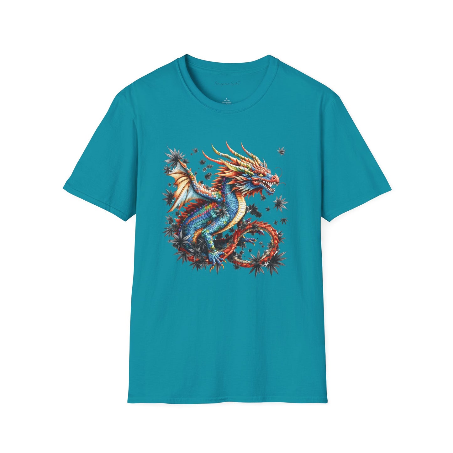Dragon in Leaves Unisex T-Shirt — Colorful Dragon Graphic Tee