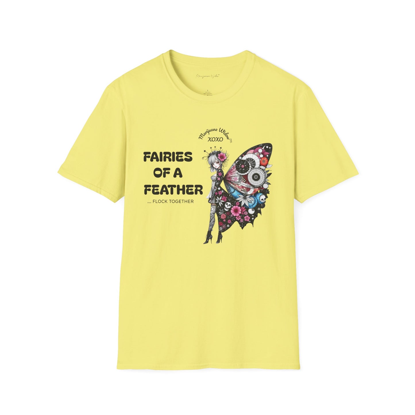 Fairies of a Feather T-Shirt — Floral Skull Wing Graphic Unisex Tee