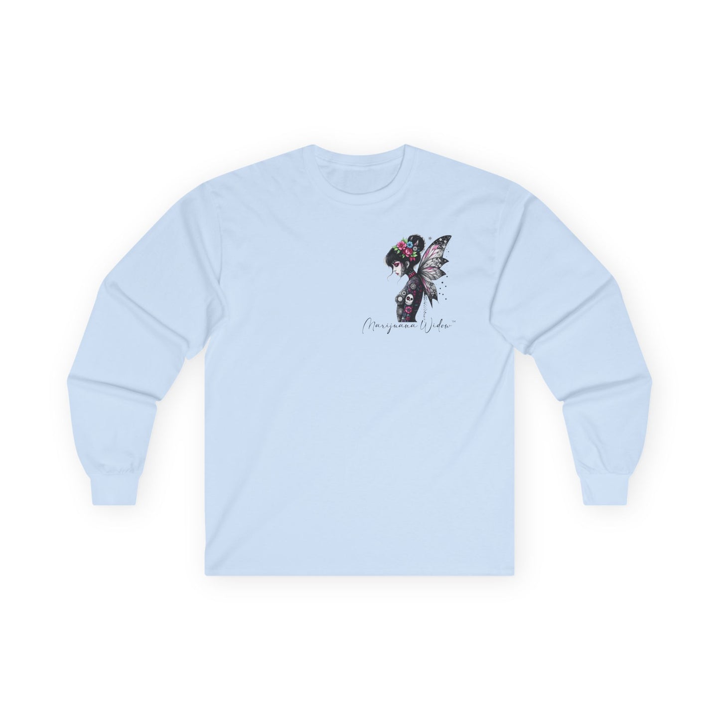 Wing and a Prayer - Fairy Butterfly Wings Long Sleeve Tee — Floral Gothic Butterfly Graphic