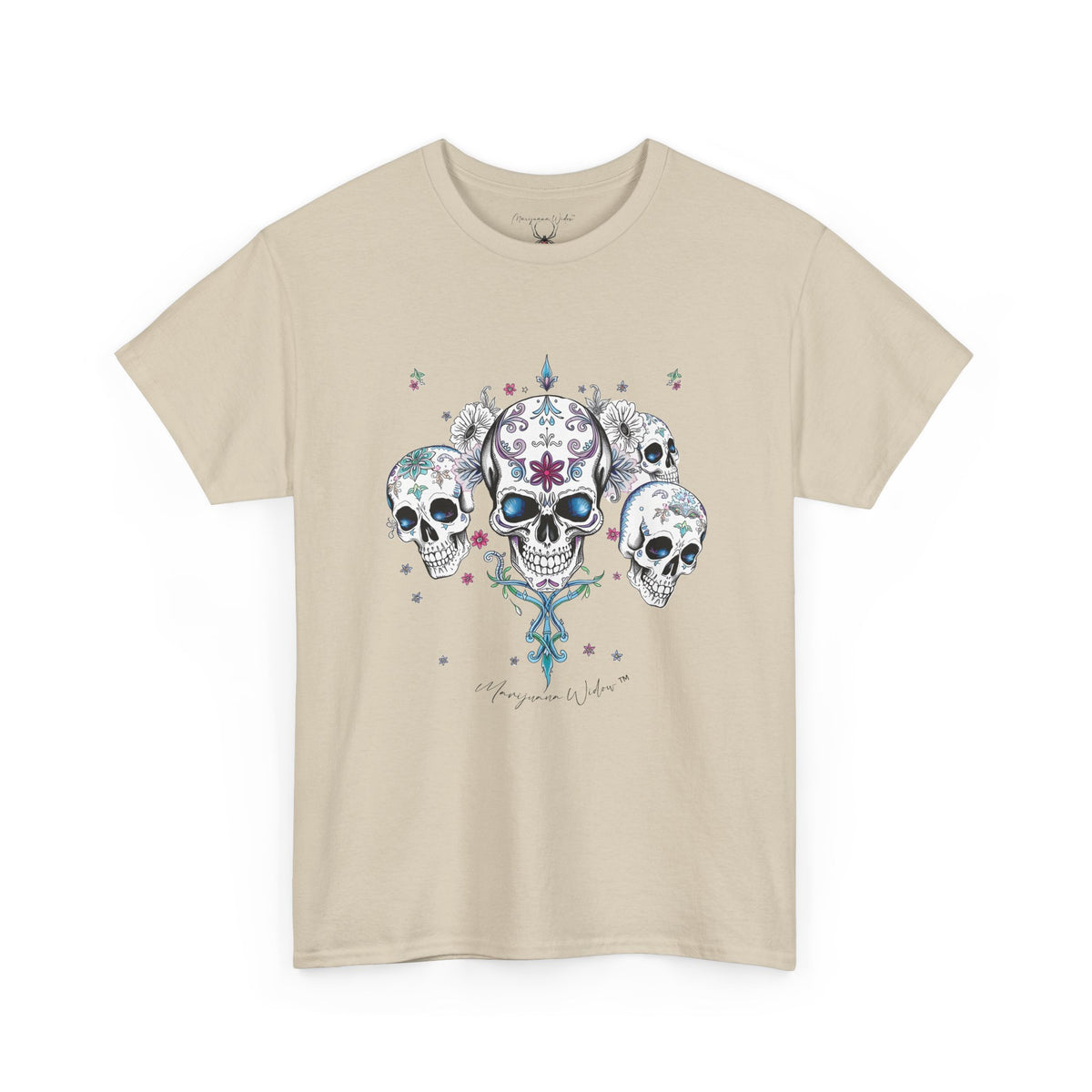 Dia de Los Muertos - Skulls - Blue Pink Green - Unisex T-shirt - Marijuana Widow