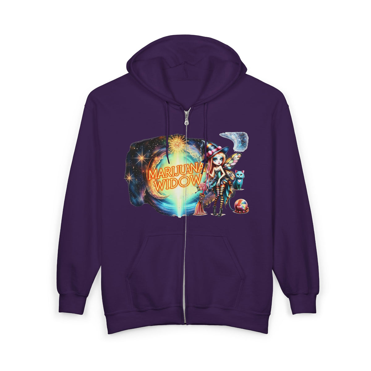 "Cirque de Mayhem" Zip Hoodie — Vintage Carnival Tent & Fairy Illustration - Front and Back Graphic