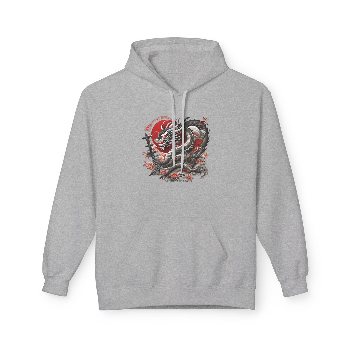 Koi Dragon Hoodie - Japanese Tattoo Style, Red Black - Unisex Sweatshirt
