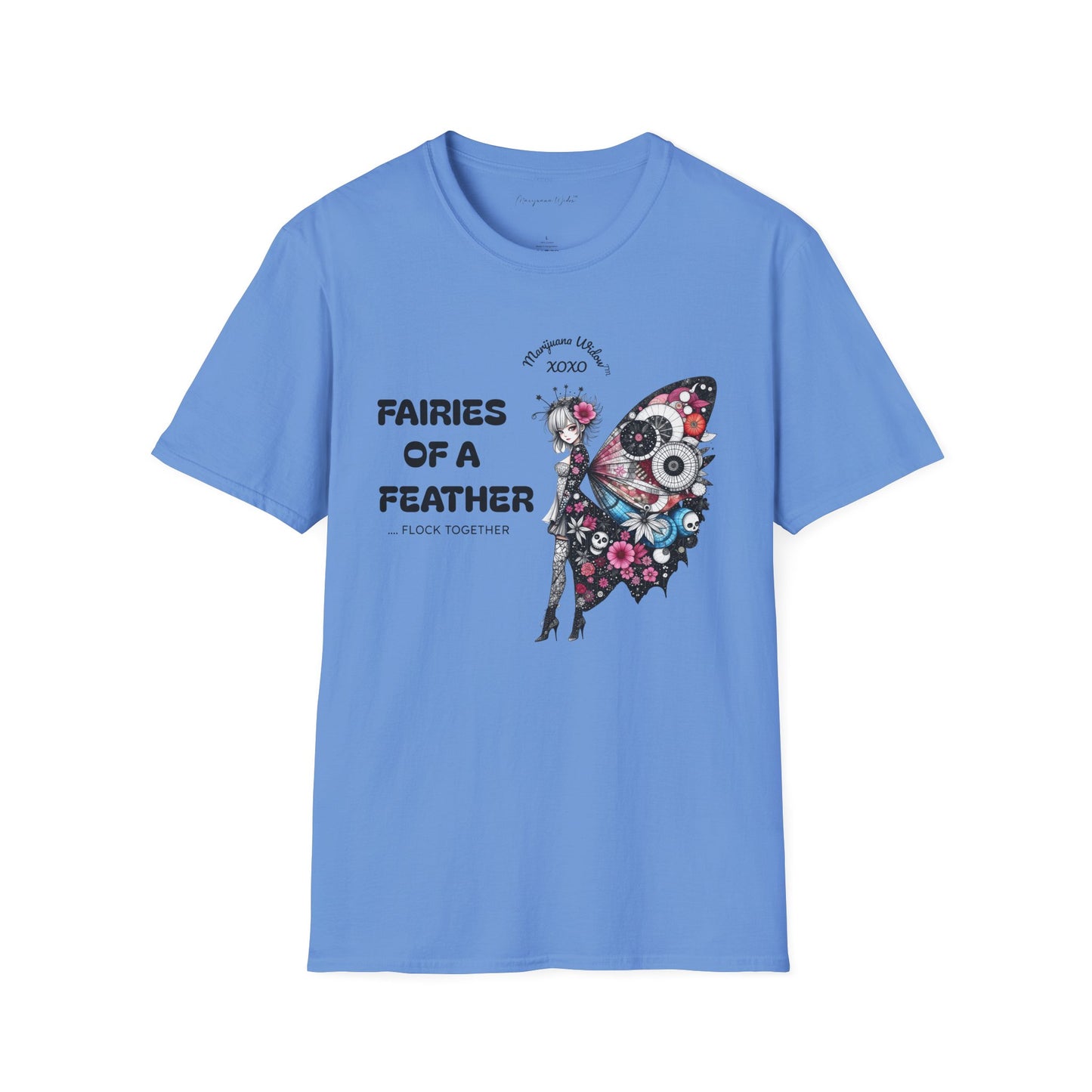 Fairies of a Feather T-Shirt — Floral Skull Wing Graphic Unisex Tee