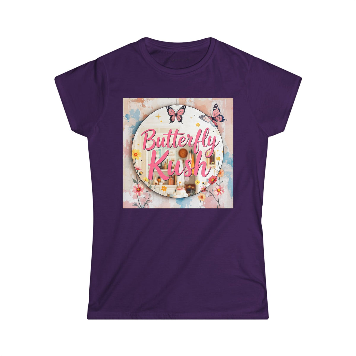 Butterfly Kush Pastel Mirror — Floral Pastel Women's Graphic T‑Shirt - Marijuana Widow