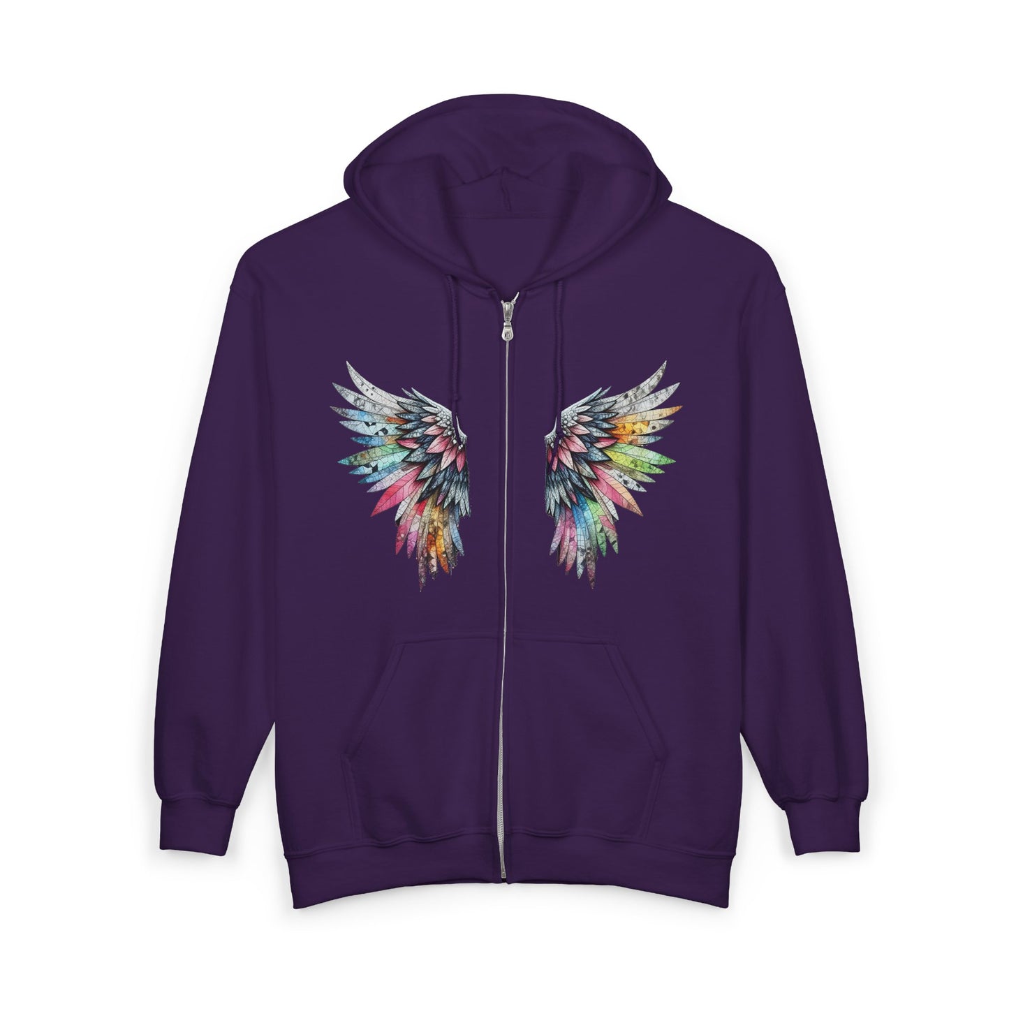Angel Wings – Watercolor Feathered Wing Design - Full-Zip Hoodie