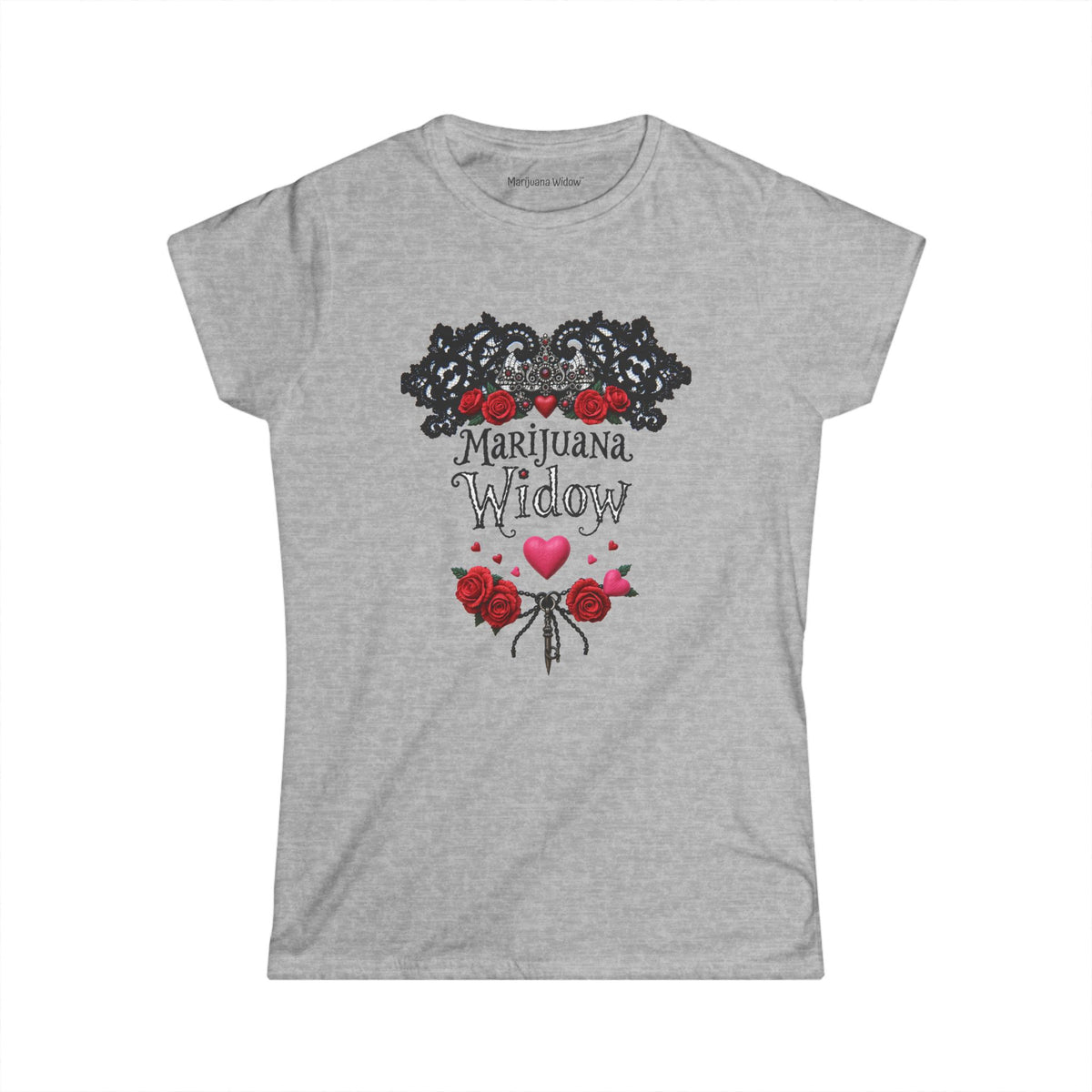 Marijuana Widow "Nobility" Women's Tee - Roses Hearts Lace Graphic T-Shirt