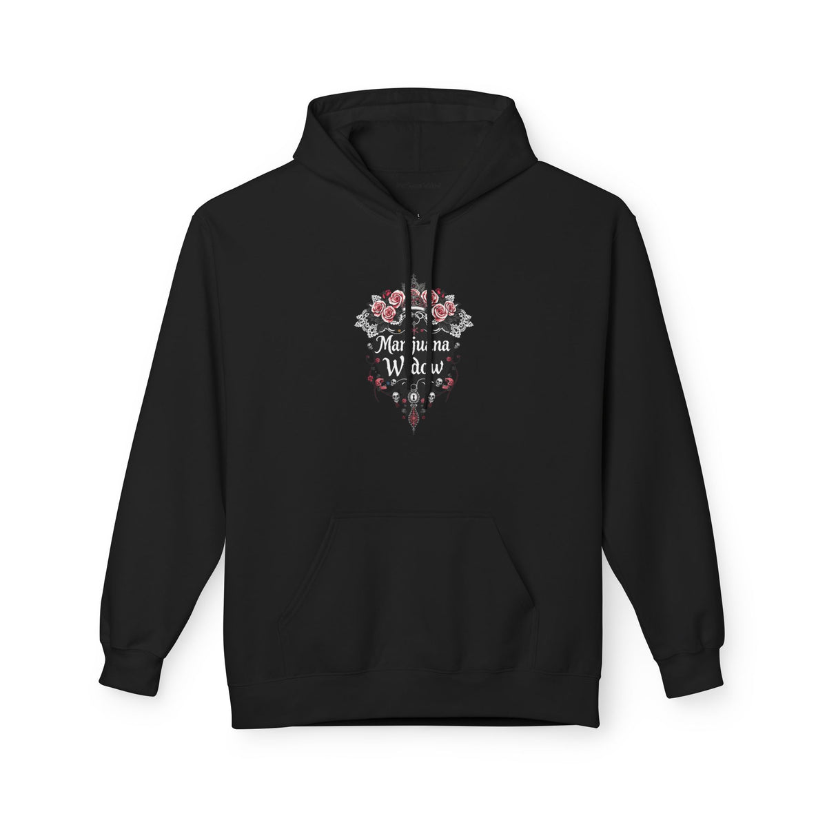 Marijuana Widow "Unlock My Heart" Hoodie - Pink Rose Covered Secret Lock Adorned with Skulls