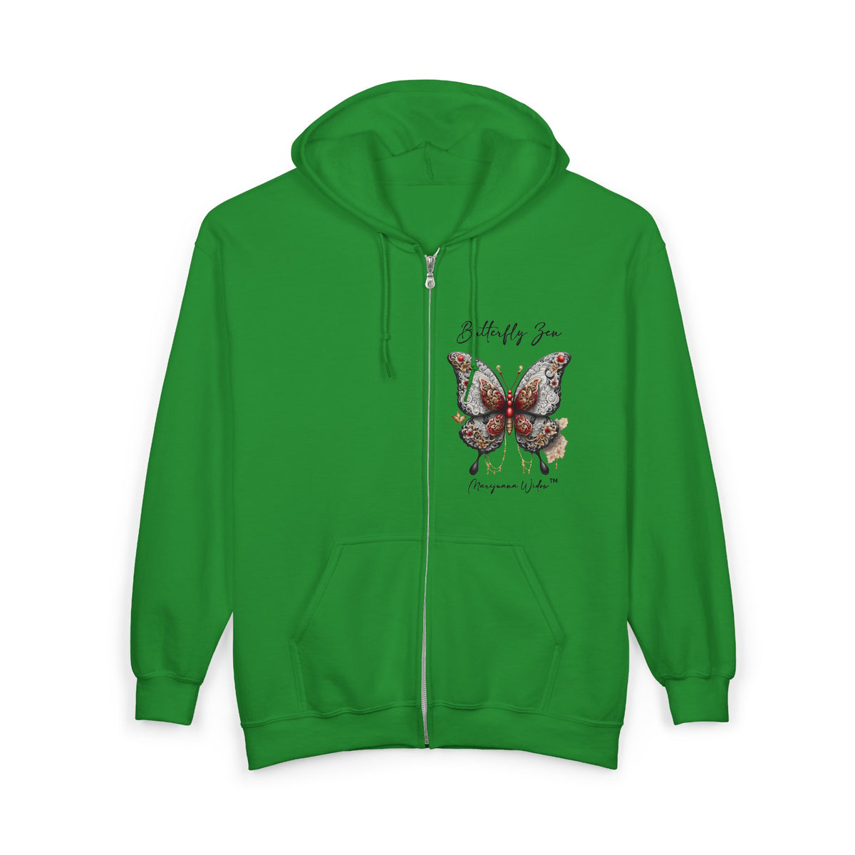 Zen Destiny - Moon & Butterfly Unisex Zip Hoodie - Marijuana Widow
