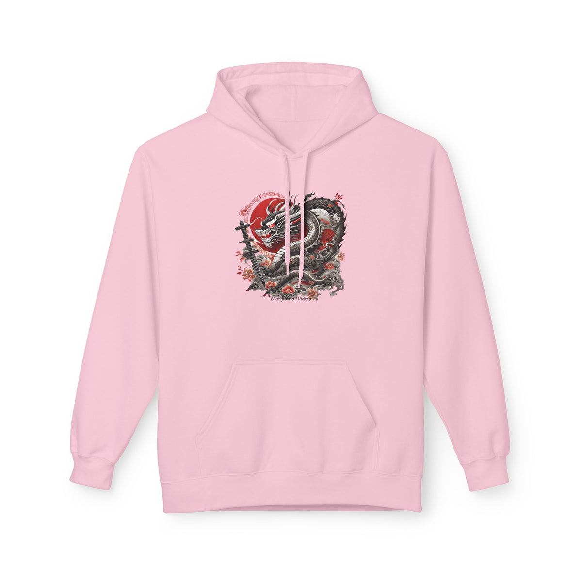 Koi Dragon Hoodie - Japanese Tattoo Style, Red Black - Unisex Sweatshirt - Marijuana Widow