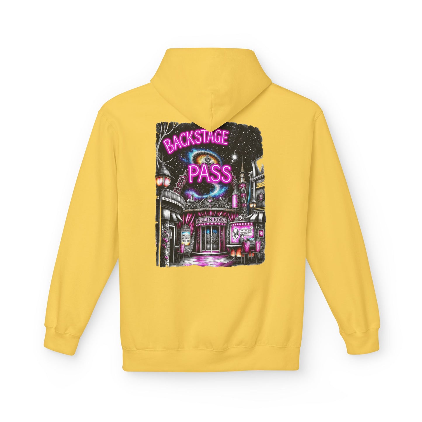 Backstage Pass Hoodie — Superstar Fairy - Neon Burlesque Theater Graphic Unisex Pullover - Marijuana Widow