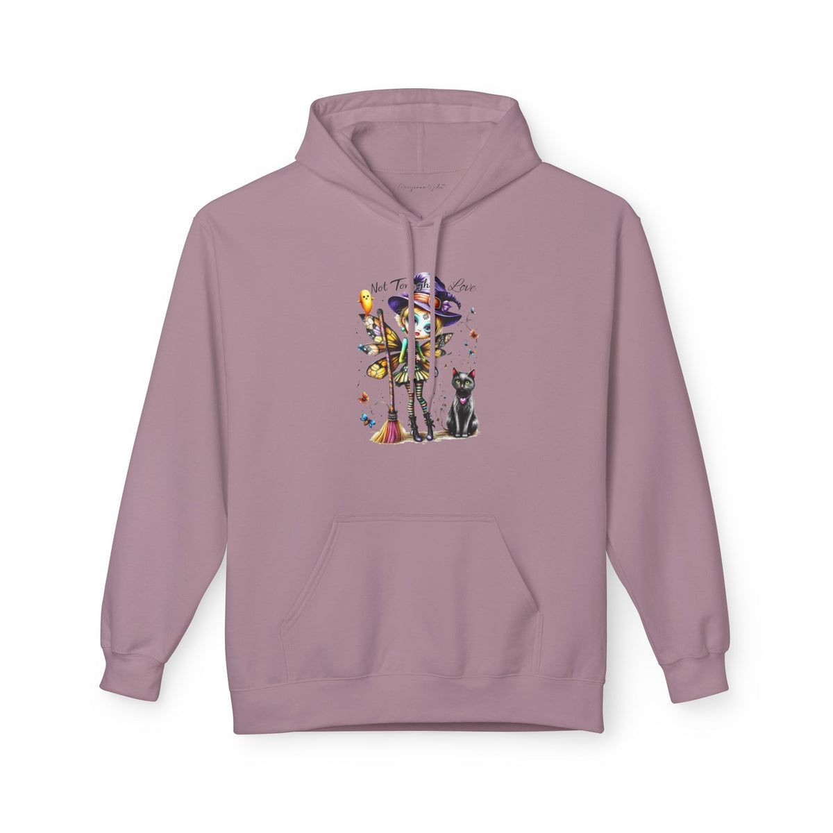 Halloween Fairy - Not Tonight Love - Cat Moonlit Forest Unisex Hoodie - Marijuana Widow