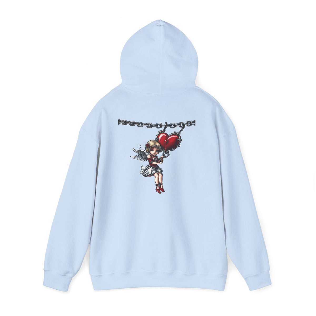 Cupid Girl Heart Necklace Hoodie – Cute Romantic Graphic Unisex Sweatshirt - Marijuana Widow