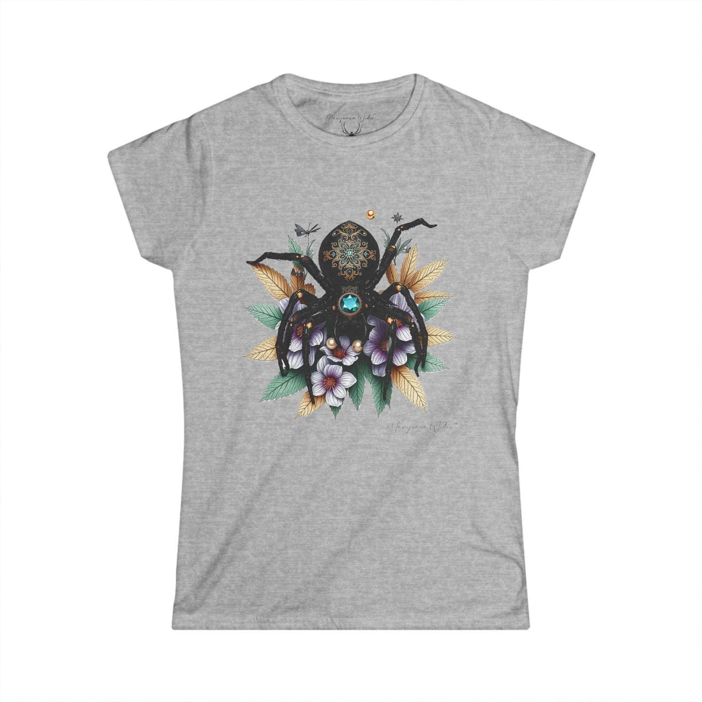 Bejeweled Black Widow Spider - Floral Pearl - Women's Tee