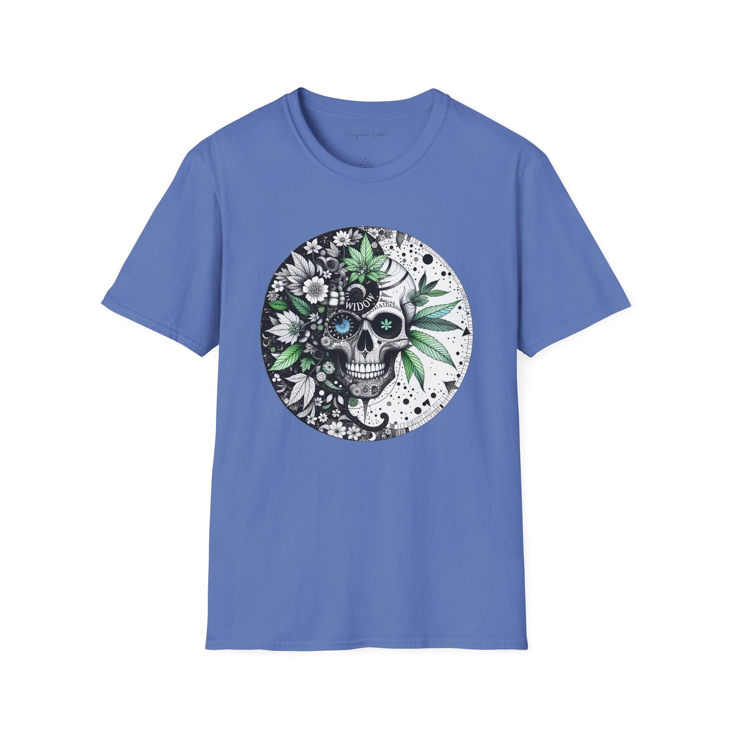 Skull Floral Tee — 'Widow' Botanical Day of the Dead Graphic Unisex Soft T-Shirt
