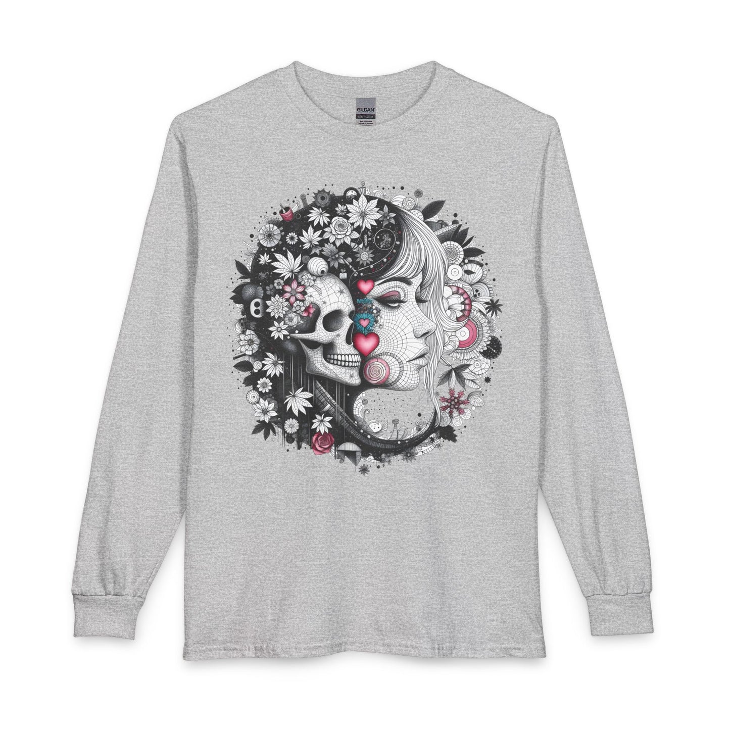 Skull & Mary Floral Long Sleeve Tee — Day of the Dead Romance