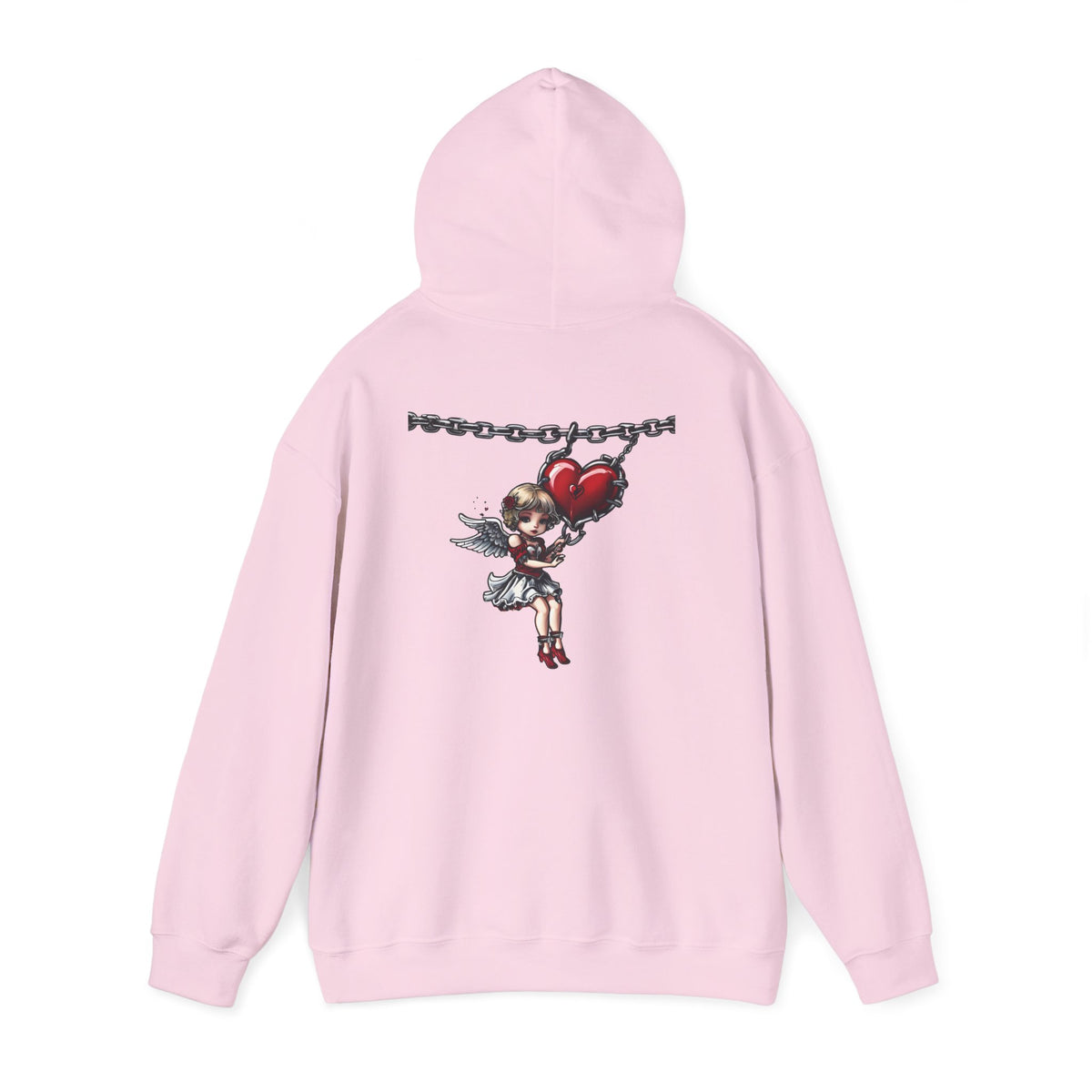 Cupid Girl Heart Necklace Hoodie – Cute Romantic Graphic Unisex Sweatshirt - Marijuana Widow