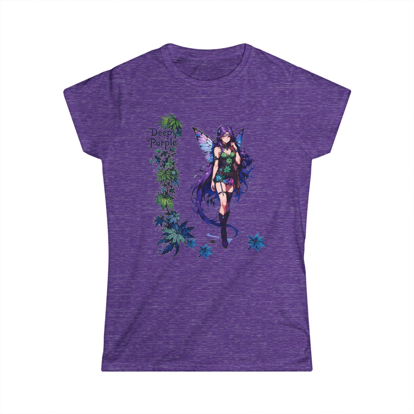 Deep Purple - Fairy Anime T-Shirt — Purple Winged Fairy Illustration