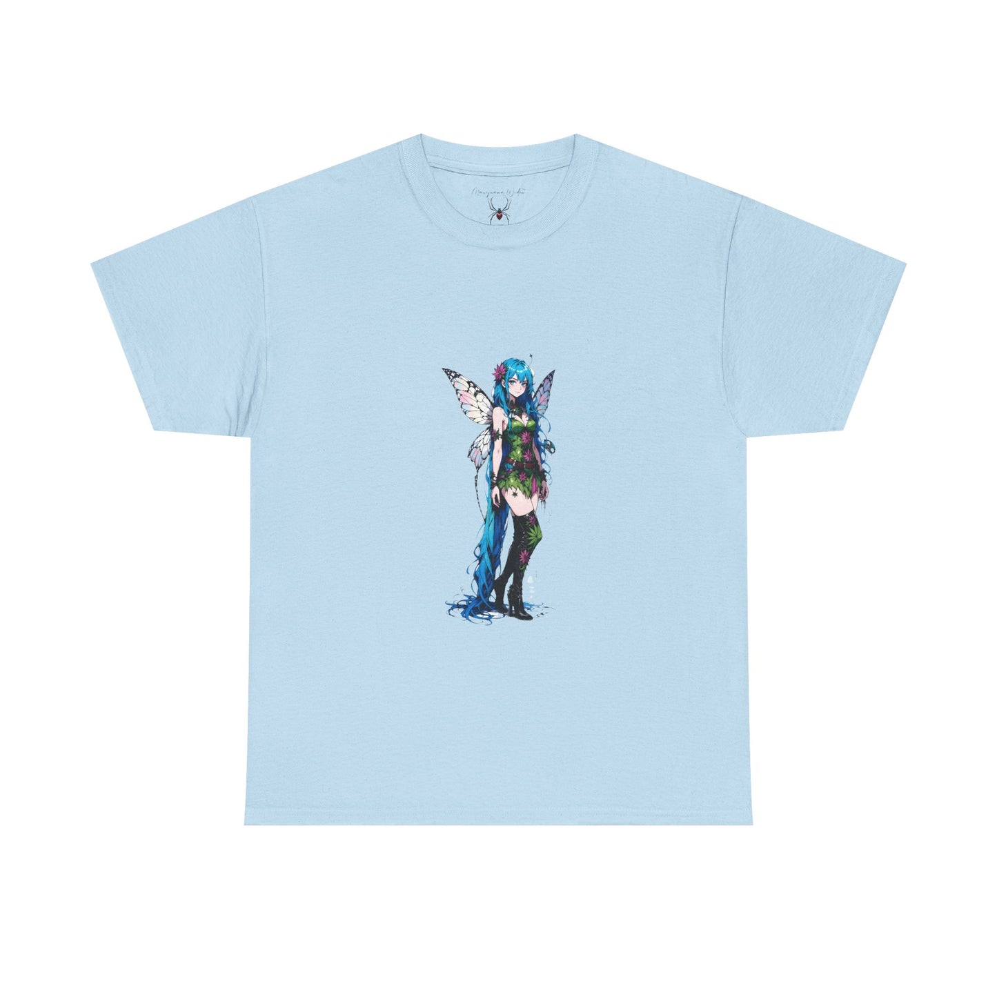 Fairy Anime Girl Graphic Tee — Blue Fantasy Illustration - Unisex T-Shirt