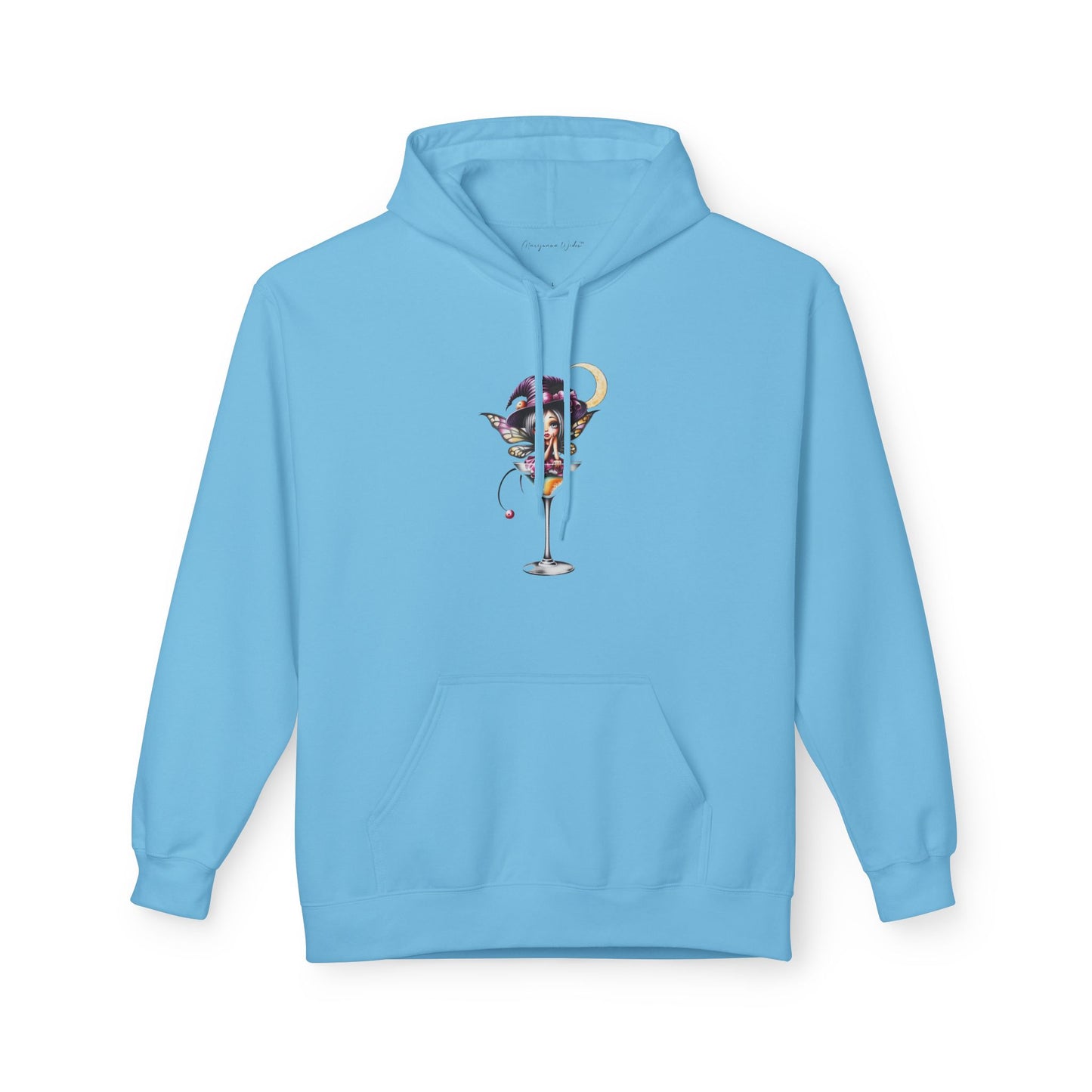 Halloween Fairy - Martini Bath Graphic Unisex Hoodie — Retro Cocktail Illustration