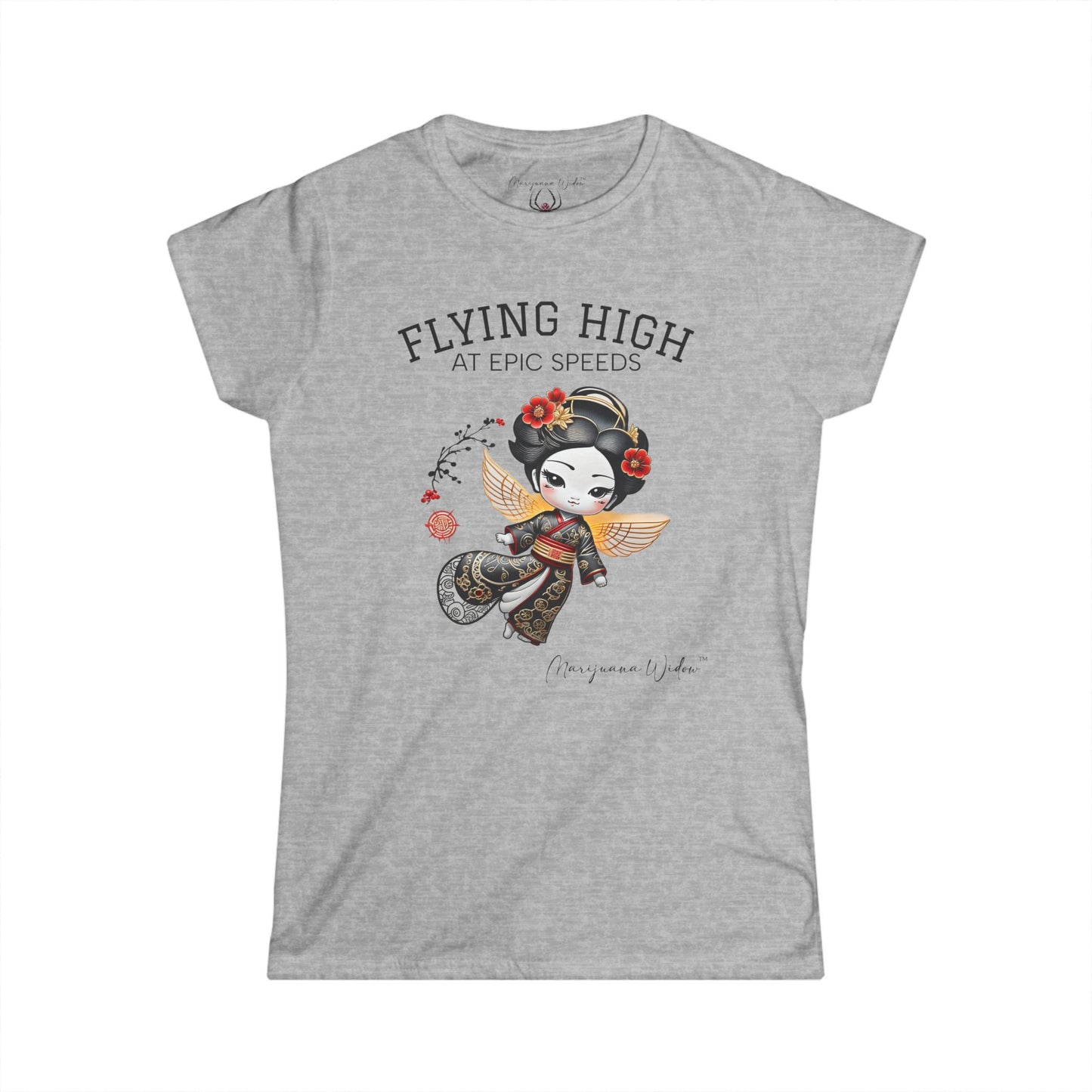Geisha Angel — Flying High — Floral Kokeshi Doll Women's Tee