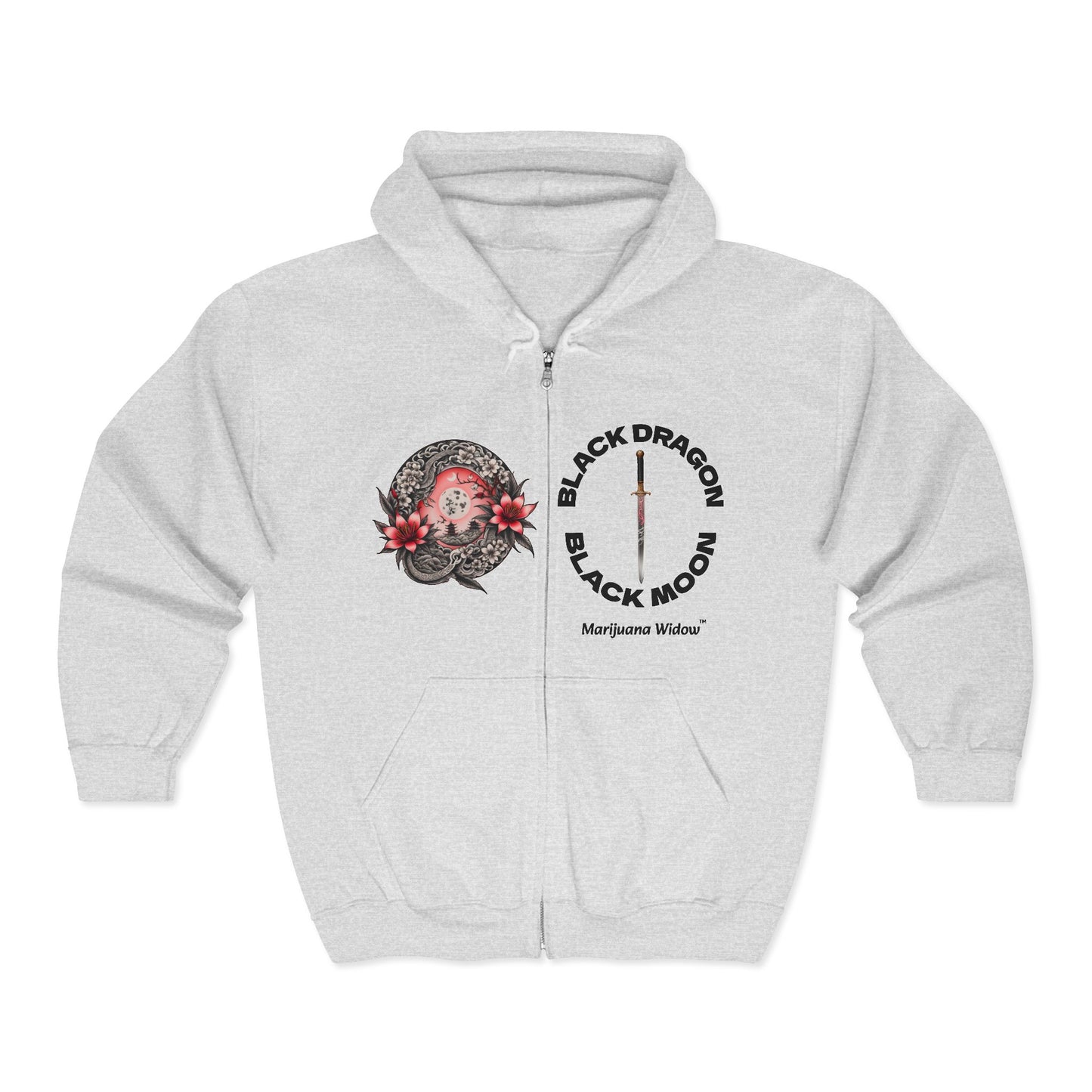 Black Dragon, Black Moon - Dragon Dagger Zip Hoodie – Sakura Sword Back Graphic