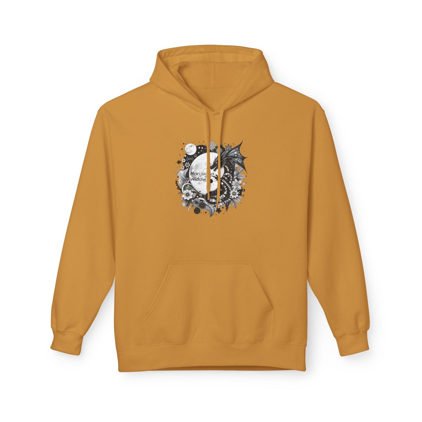 Midnight Garden Hoodie — Black & Green Fantasy Dragon Sword Unisex Hoodie