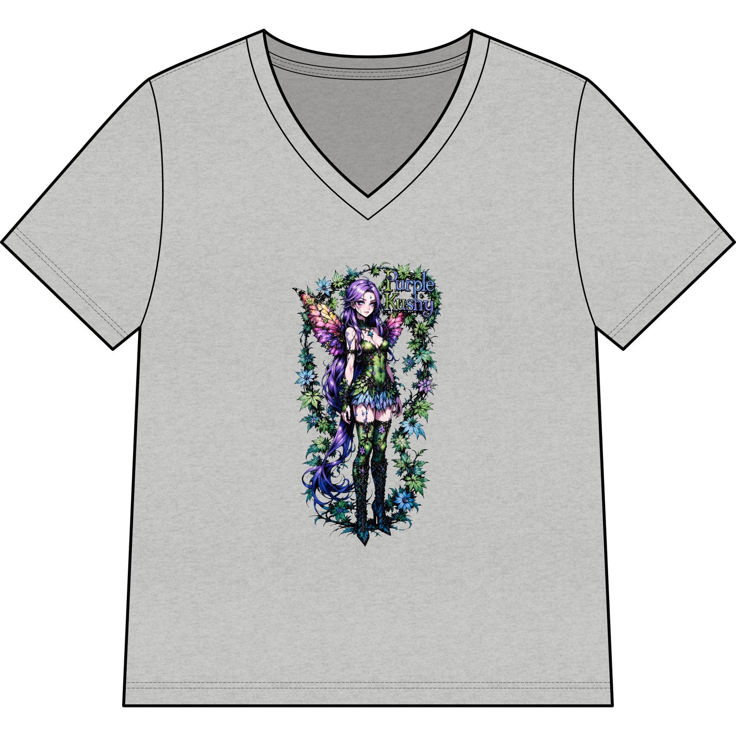Fairy Anime Purple Kushy - V-Neck Women's Tee