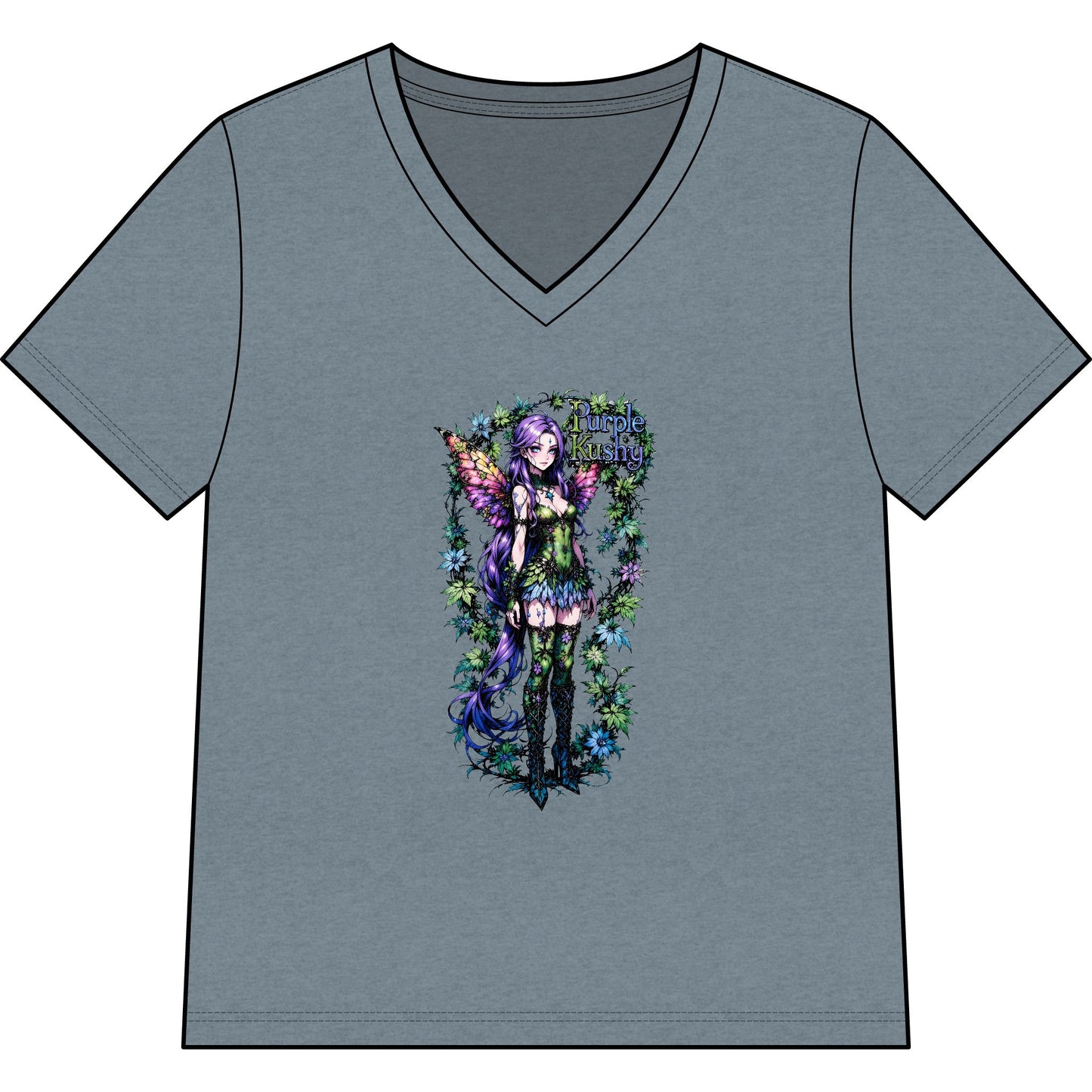 Fairy Anime Purple Kushy - V-Neck Women's Tee