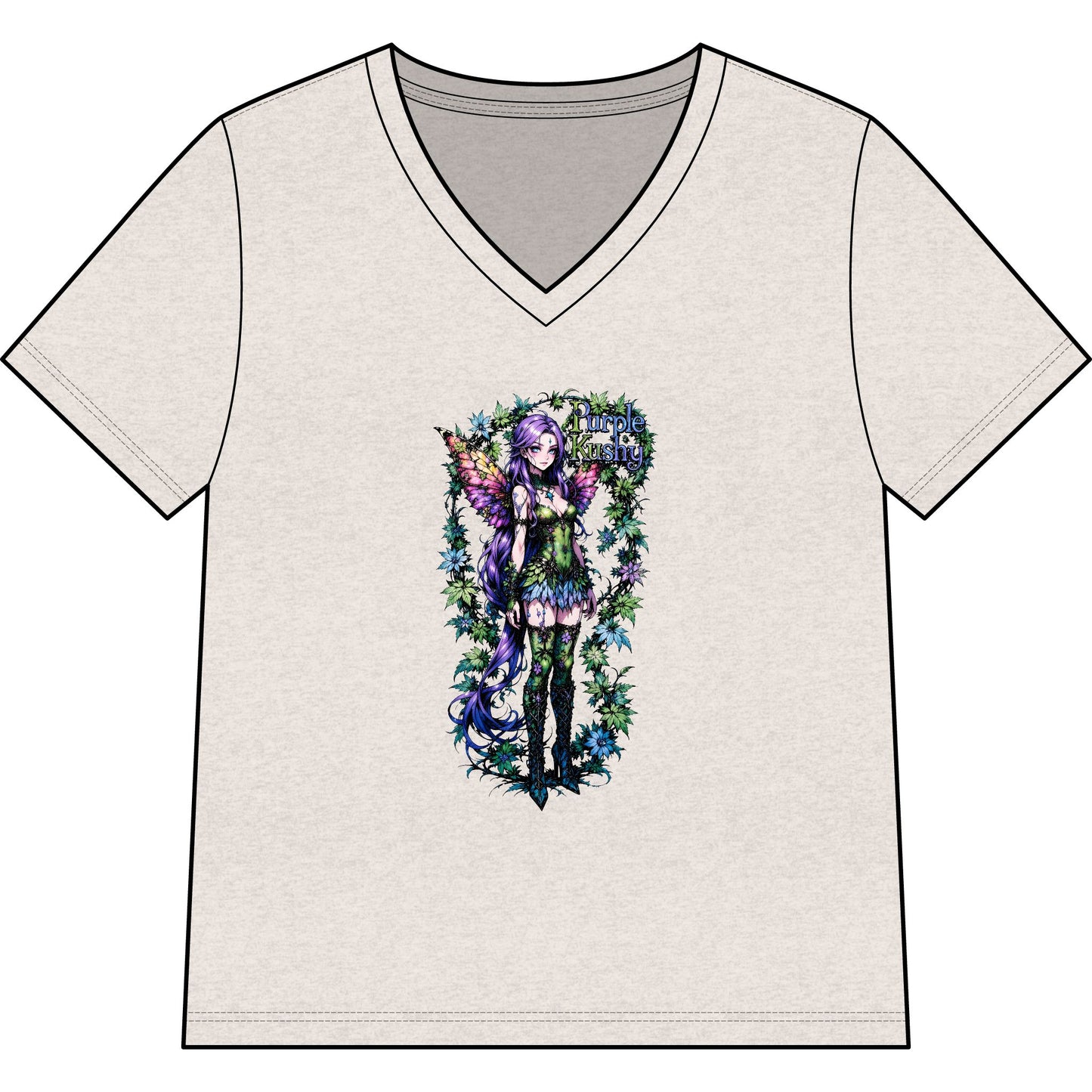 Fairy Anime Purple Kushy - V-Neck Women's Tee