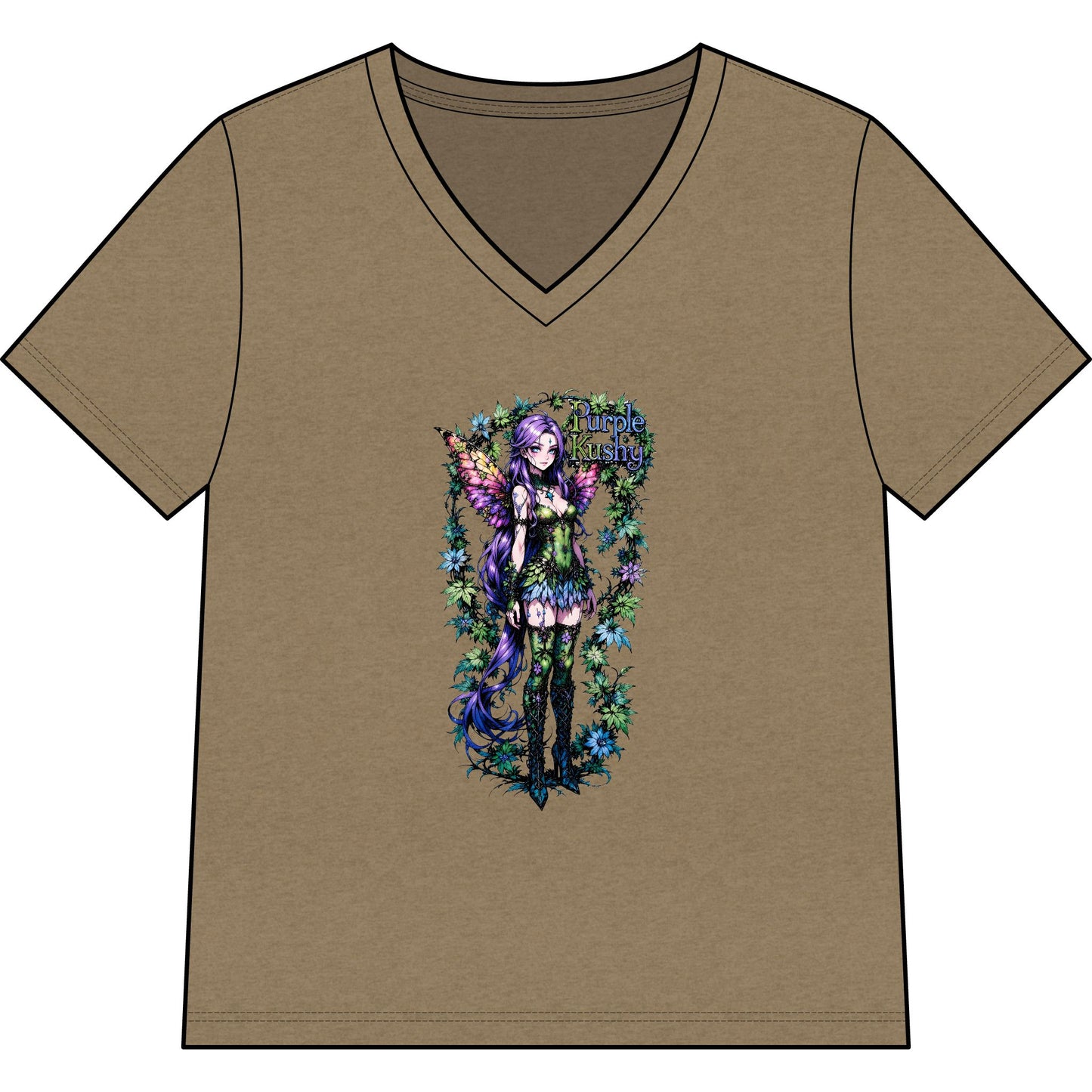 Fairy Anime Purple Kushy - V-Neck Women's Tee