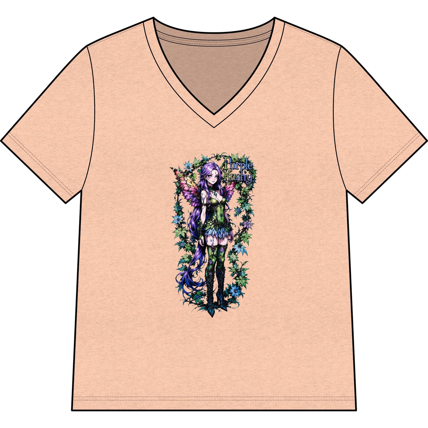Fairy Anime Purple Kushy - V-Neck Women's Tee